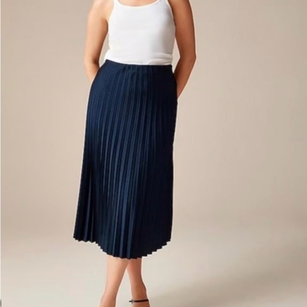 J. Crew Navy Blue Pleated Slip Skirt